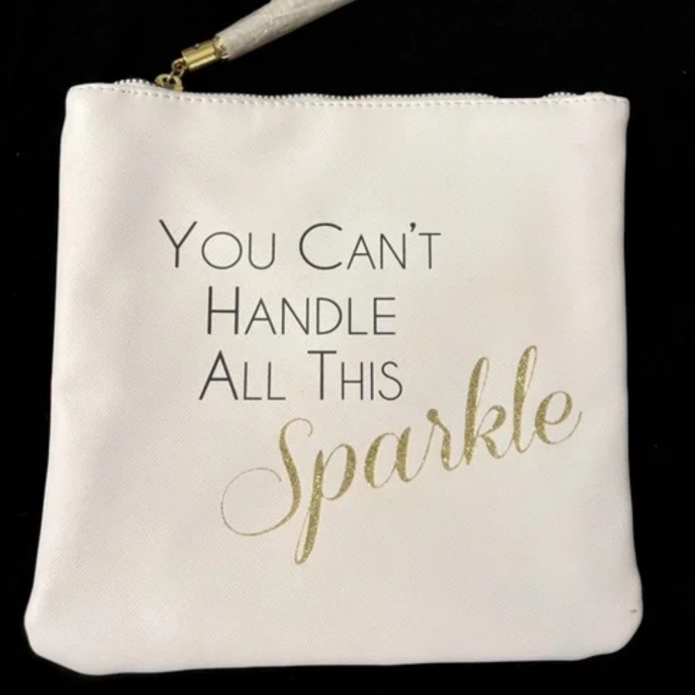 Clinique Limited Edition Faux Leather White and Gold Sparkle Pouch NWPT